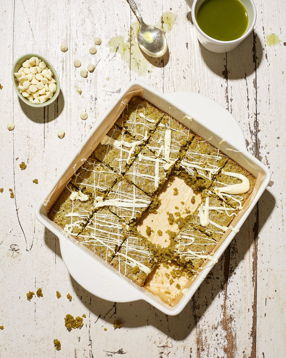 Matcha & White Chocolate Cookie Bars