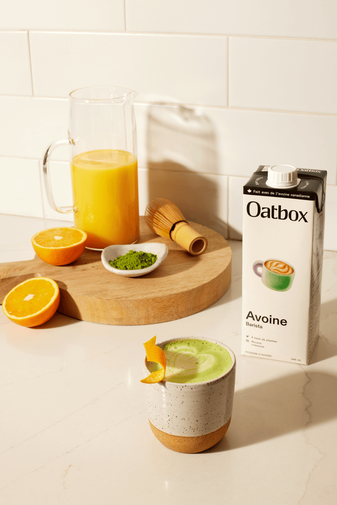 Orange vanilla matcha latte