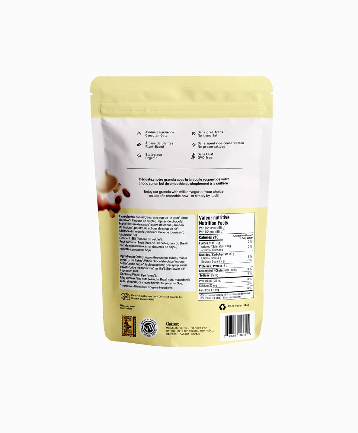 Granola Chocolat blanc et café (300g)