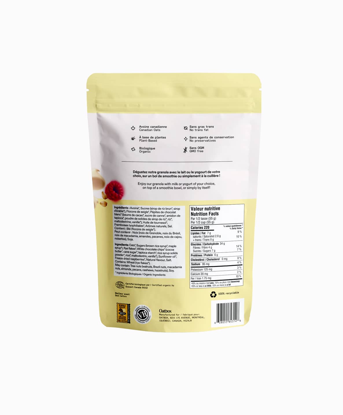 White Chocolate & Raspberry Granola (300g)