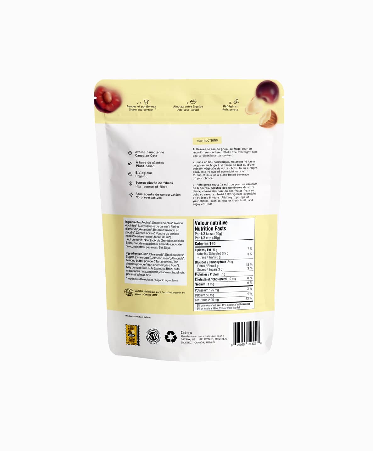 Gruau au frigo Beurre d'amande et cerise (280g)