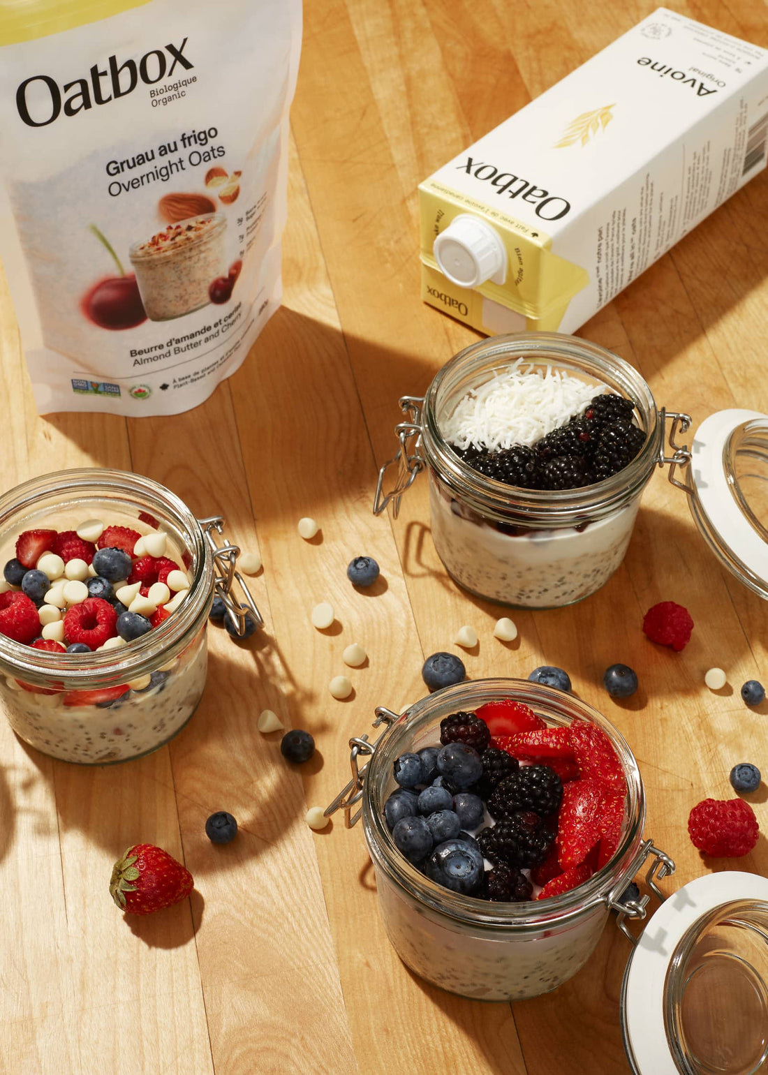 3 recipes with almond butter and cherry overnight oats