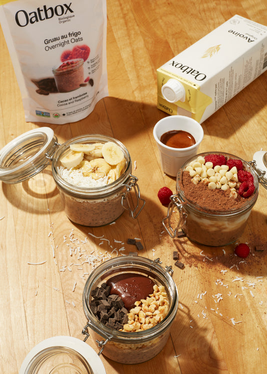 3 variations of Cocoa and Raspberries Overnight Oats