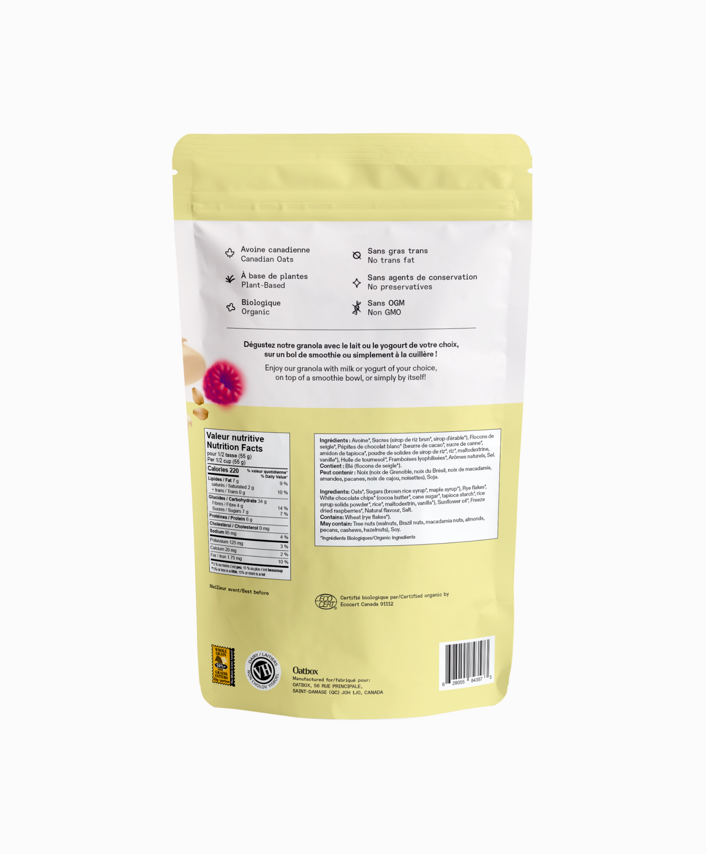 Granola Chocolat blanc et framboise (640g)