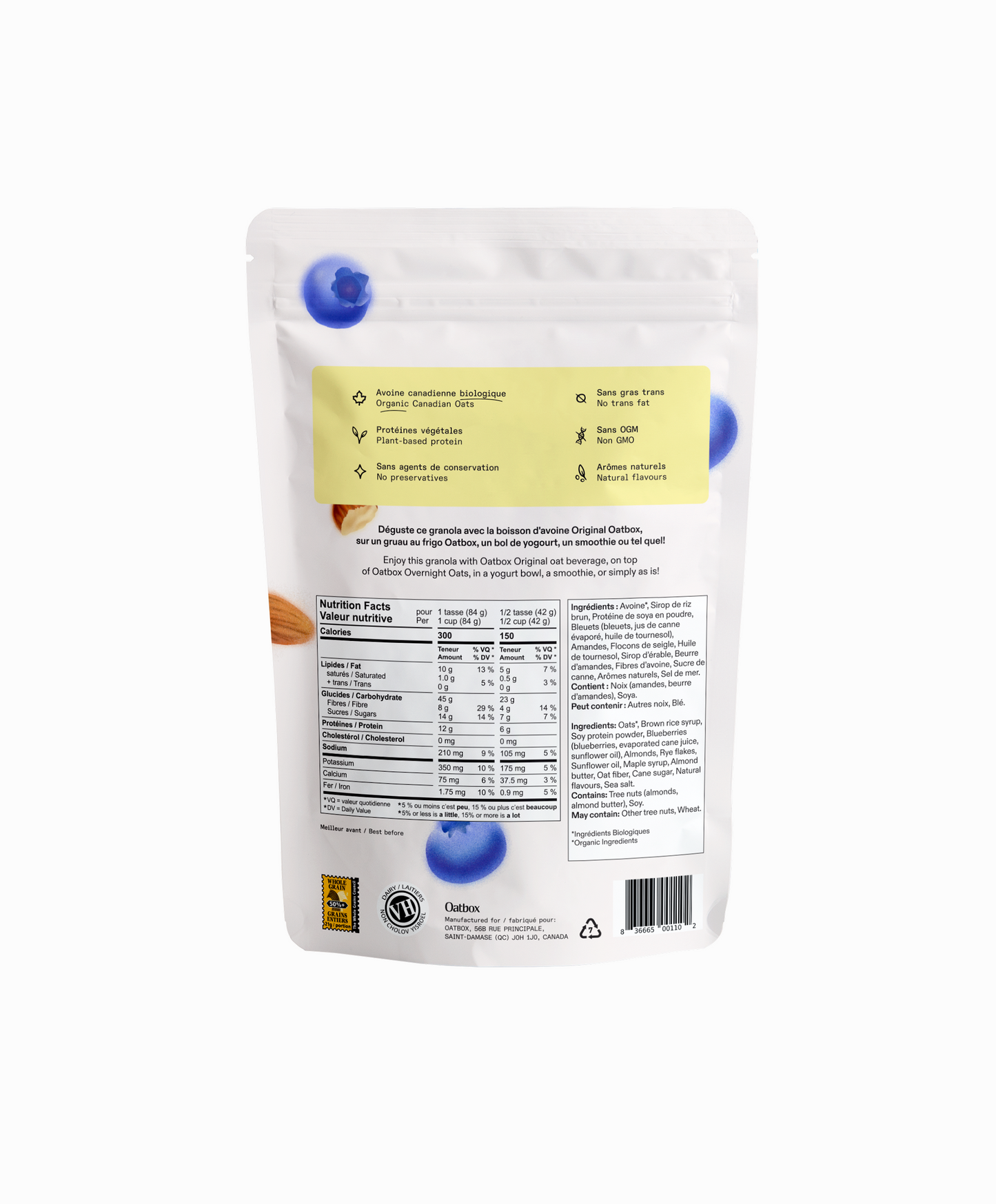 Granola protéiné Bleuet et amande (300g)