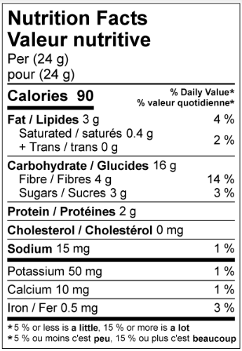 Vanilla Oat Bar Nutrition Facts